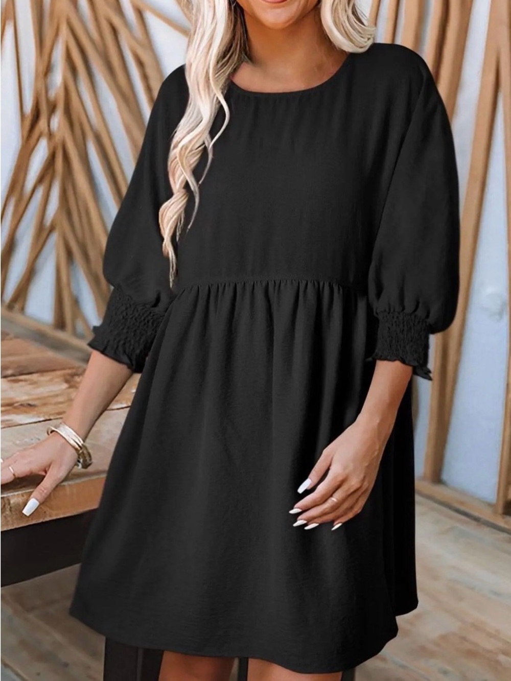 NWT Dokotoo Black Long-sleeved Empire Waist Flowy Dress XL